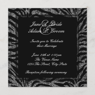 Invitation Élégant Mariage Zèbre noir et blanc