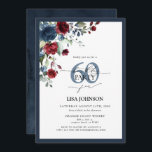 Invitation Elégant Marine Bleu Bourgogne Floral 60e Anniversa<br><div class="desc">Dites bonjour à votre 60e anniversaire avec cette magnifique Invitation de 60e anniversaire de la Marine Bleue Bourgogne ! Doté d'un bouquet exquis de fleurs bleu marine et bordeaux et de verdure botanique, cette carte luxueuse donne le ton parfait pour votre fête spéciale. L'élégante calligraphie à lettres à la main...</div>
