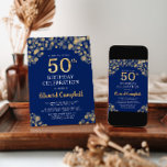 Invitation Elégant Marine Blue & Gold 50e anniversaire Invita<br><div class="desc">Ajoutez une touche d'élégance à votre journée spéciale avec notre Elegant Navy Blue and Gold Birthday Invitation. Doté de confettis dorés sur un riche arrière - plan bleu marine, c'est le choix idéal pour donner le ton de votre célébration. Customisez les détails et faites briller votre événement. Commandez les vôtres...</div>