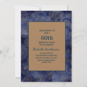Invitation Elégant Marine Blue Gold 60e anniversaire