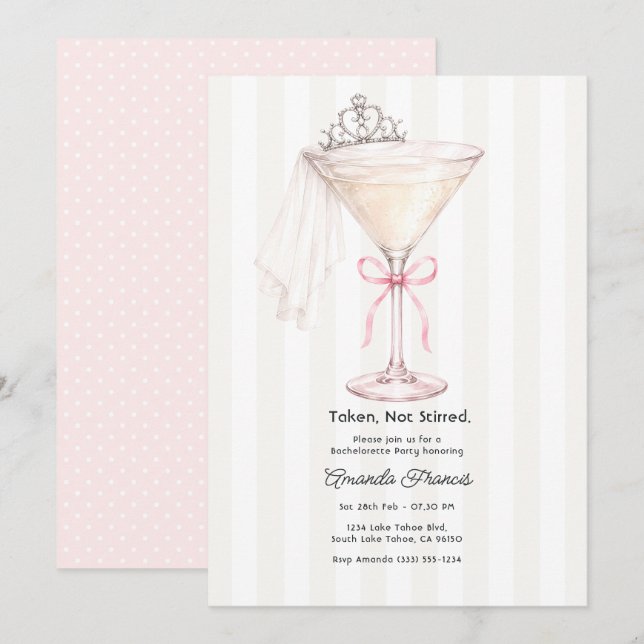Invitation Élégant Martini de Demoiselle d'Honneur 'Pris Non  (Devant / Derrière)
