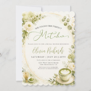 Invitation Élégant Matcha & Eucalyptus Floral Baby Shower de