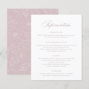 Invitation Elégant Mauve Blush Script Mariage Informations