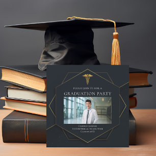 Invitation Élégant Médicale School Photo Graduation Party