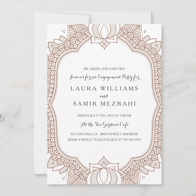 Invitation Elegant Mehndi Mariage Engagement Party (Devant)