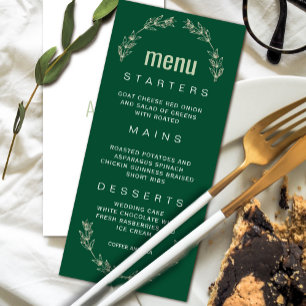 Invitation Elégant menu Mariage de verdure   Police de script