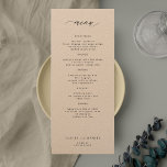 Invitation Élégant menu simple mariage noir et blanc<br><div class="desc">Simple blanc tendance minimaliste typographie texte personnalisé modèle papier mariage kraft carte menu.</div>