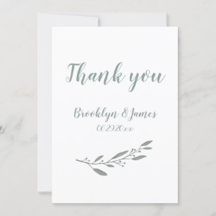 Invitation Elégant Merci de mariage Floral Sage Green
