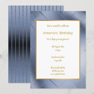 INVITATION ÉLÉGANT MÉTALLIQUE MARINE OR ANNIVERSAIRE INVITATI