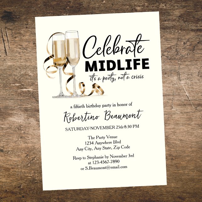 Invitation Elegant Midlife Celebration Glasses 50th Birthday (Créateur téléchargé)