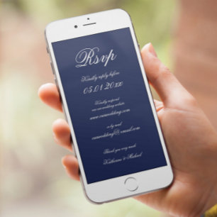 Invitation Elégant minimal bleu mariage numérique RSVP