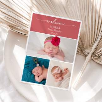 Invitation Elegant Minimal Chic Photo Baby Announcement Card