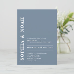 Invitation Élégant minimal Dusty Blue Mariage moderne