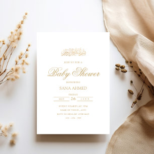 Invitation Élégant minimal Gold Musulman Baby shower Party