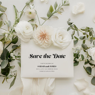 Invitation Élégant minimal gras mariage blanc Enregistrer la