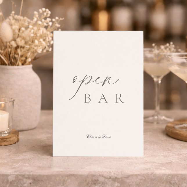 Invitation Elegant Minimal Open Bar Wedding Sign (Créateur téléchargé)