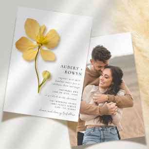 Invitation Élégant minimal Pressé Fleur sauvage Mariage photo