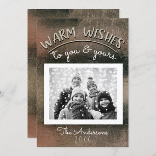 Invitation Elégant minimal Rose Gold Black Photo de Noël