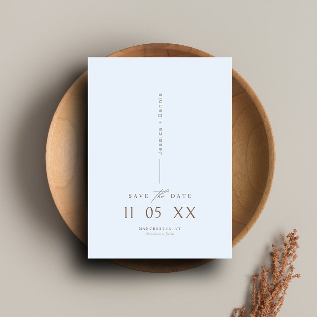 Invitation Élégant minimal Script Bleu clair Enregistrer la d (Créateur téléchargé)