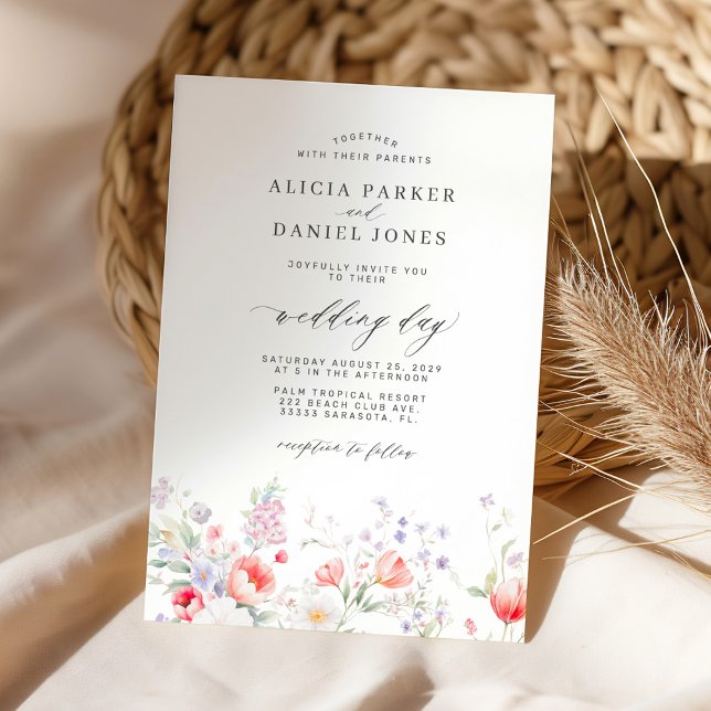 Invitation Elegant minimalist wildflower floral wedding (Créateur téléchargé)