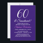 Invitation Élégant minimaliste 60 et Sensational Purple Party<br><div class="desc">Élégant minimaliste 60 et Sensational Purple Party Invitation Personnalisez cette élégante invitation de fête d'anniversaire violet avec le nom de la personne célébrant un jour très spécial dans leur vie. Un 60e anniversaire est une étape importante à célébrer. Marquez l'occasion en créant une fête et en envoyant des invitations à...</div>