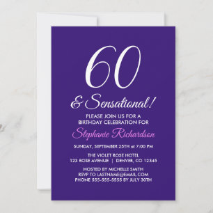 Invitation Élégant minimaliste 60 et Sensational Purple Party
