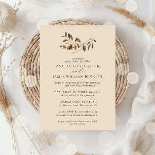 Invitation Élégant minimaliste Automne Eucalyptus Mariage