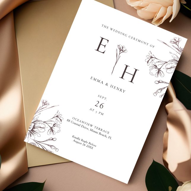 Invitation Élégant & Minimaliste Botanique de Mariage (Créateur téléchargé)