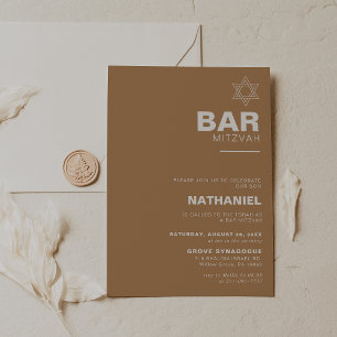 Invitation Élégant minimaliste Brown Bar Mitzvah