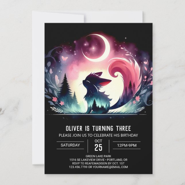 Invitation Élégant minimaliste chat Anniversaire (Devant)