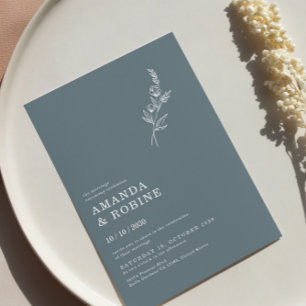 Invitation Élégant minimaliste chic Feuille Mariage de fleurs