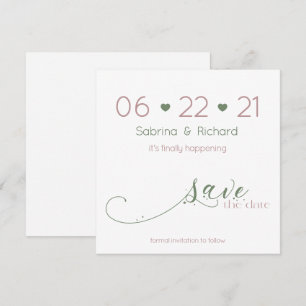 Invitation Élégant minimaliste Dusty Rose Sage Enregistrer la
