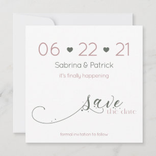 Invitation Élégant minimaliste Dusty Rose Sage Enregistrer la