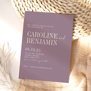 Invitation Élégant minimaliste Dusty violet Mariage tout en u