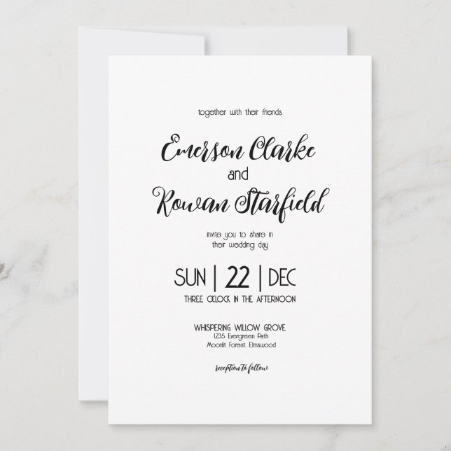 Invitation Élégant minimaliste éditable Mariage (Devant)