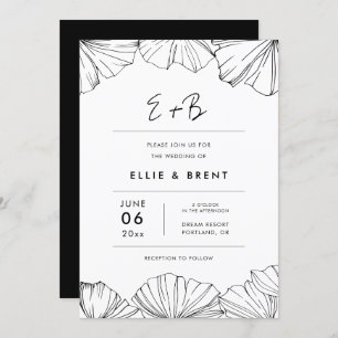 Invitation Élégant minimaliste Ginkgo Biloba mariage