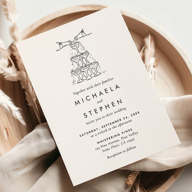 Invitation Élégant minimaliste main tiré Mariage (Créateur téléchargé)