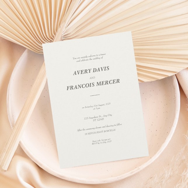 Invitation Élégant minimaliste Mariage beige (Créateur téléchargé)