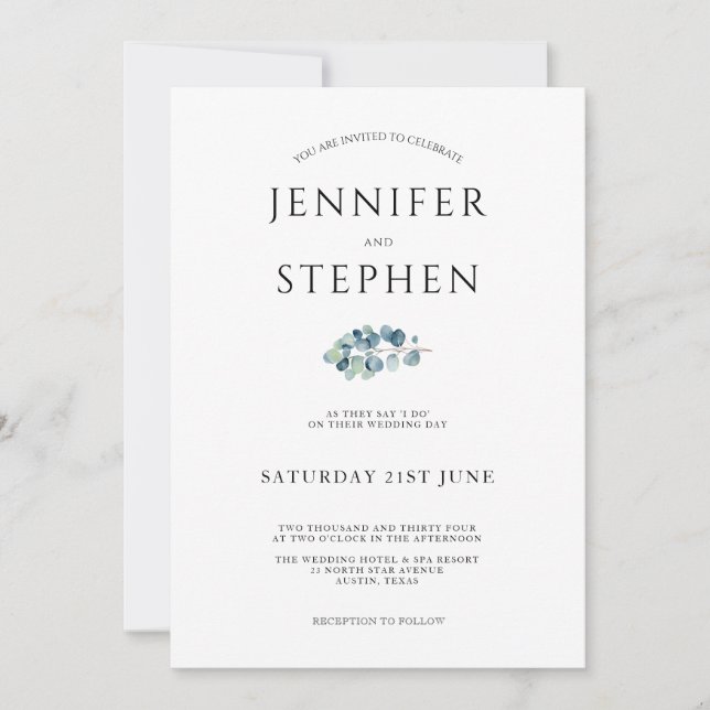 Invitation Élégant minimaliste Mariage blanc élégant (Devant)