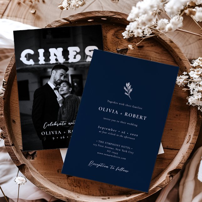 Invitation Élégant minimaliste Mariage photo botanique (Créateur téléchargé)