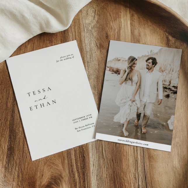 Invitation Élégant minimaliste Mariage photo moderne (Minimalist Elegant Modern Photo Wedding Invitation)