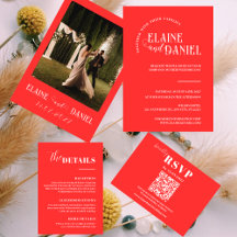 Élégant minimaliste Mariage photo rouge