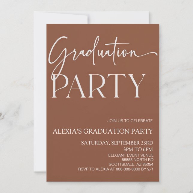 Invitation Élégant minimaliste minimaliste Editable Graduatio (Devant)