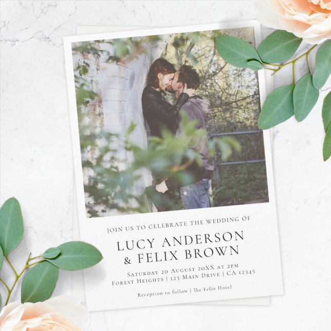 Invitation Élégant minimaliste | Modern Chic Mariage photo (Créateur téléchargé)