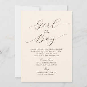 Invitation Élégant minimaliste moderne Beige Baby Genre Revel