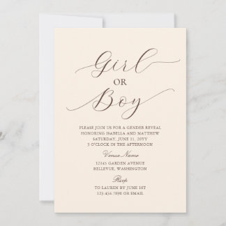Invitation Élégant minimaliste moderne Beige Baby Genre Revel