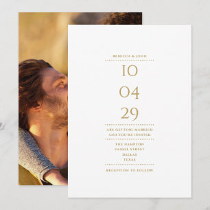 Invitation Élégant Minimaliste Moderne Date de Mariage en Or