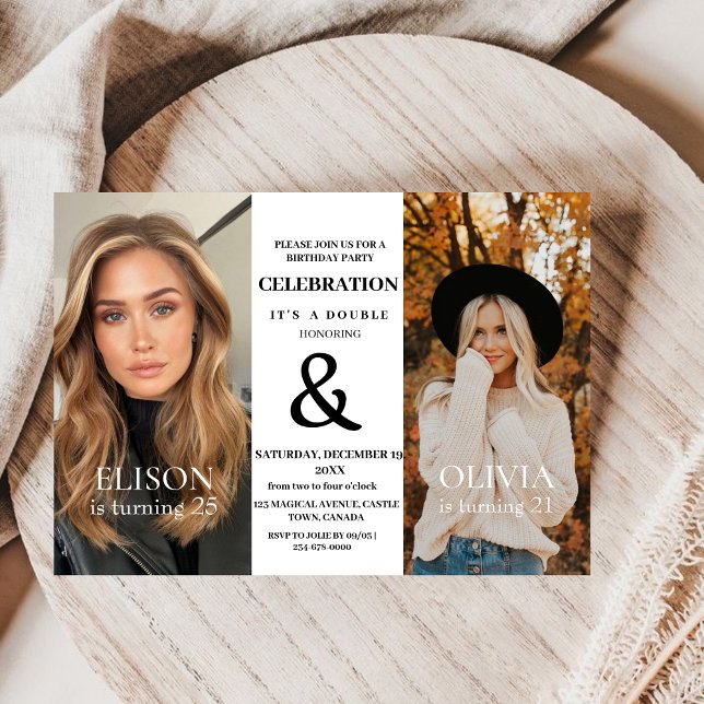 Invitation Élégant minimaliste moderne double anniversaire (Créateur téléchargé)