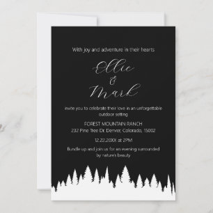 Invitation Élégant minimaliste moderne Mariage de pin noir