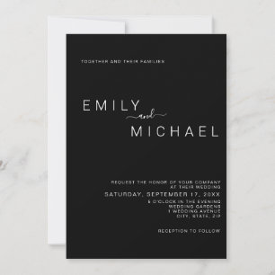 Invitation Élégant minimaliste moderne Mariage noir